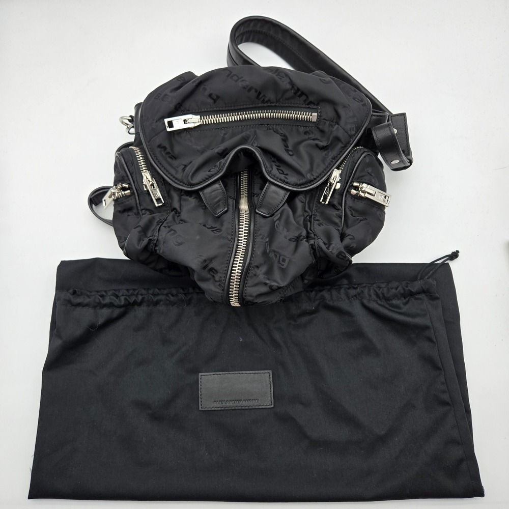 Alexander Wang Womens Black Marti Jacquard Logo Convertible Backpack OS